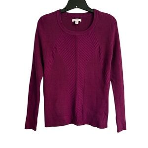 Nine West Women’s Magenta Ribbed Metallic Blend Sweater Pull Over Petite Large